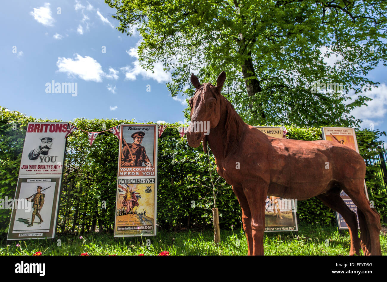 Pferd im Rahmen einer Weltkrieg eine Gedenkfeier in der Dingle in Shrewsbury in Shropshire Stockfoto