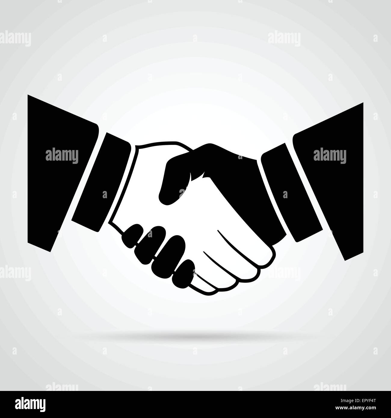 Illustration des schwarzen Handshake-Symbol auf weißem Hintergrund Stock Vektor