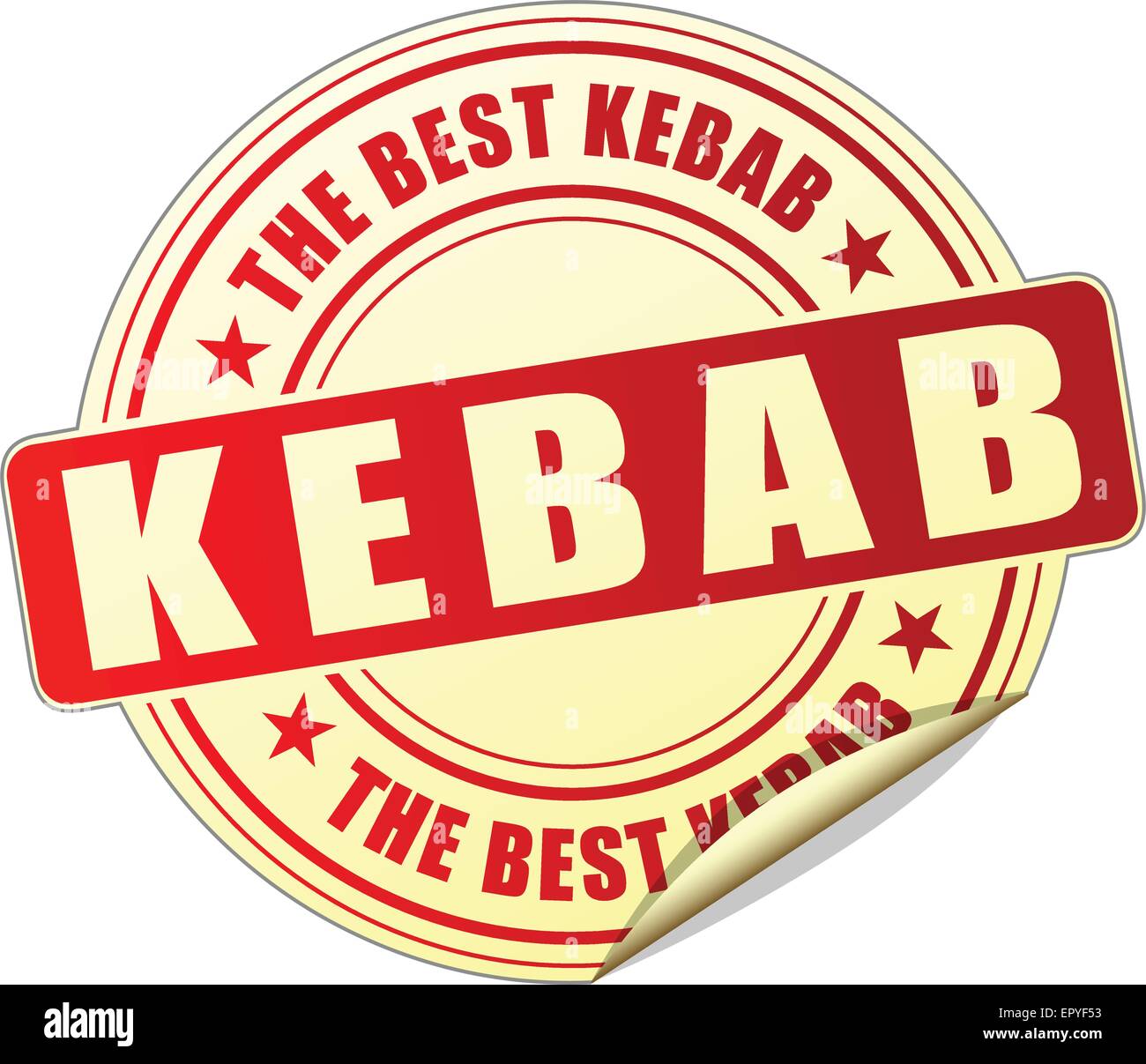 Illustration der Kebab rote Aufkleber auf weißem Hintergrund Stock Vektor