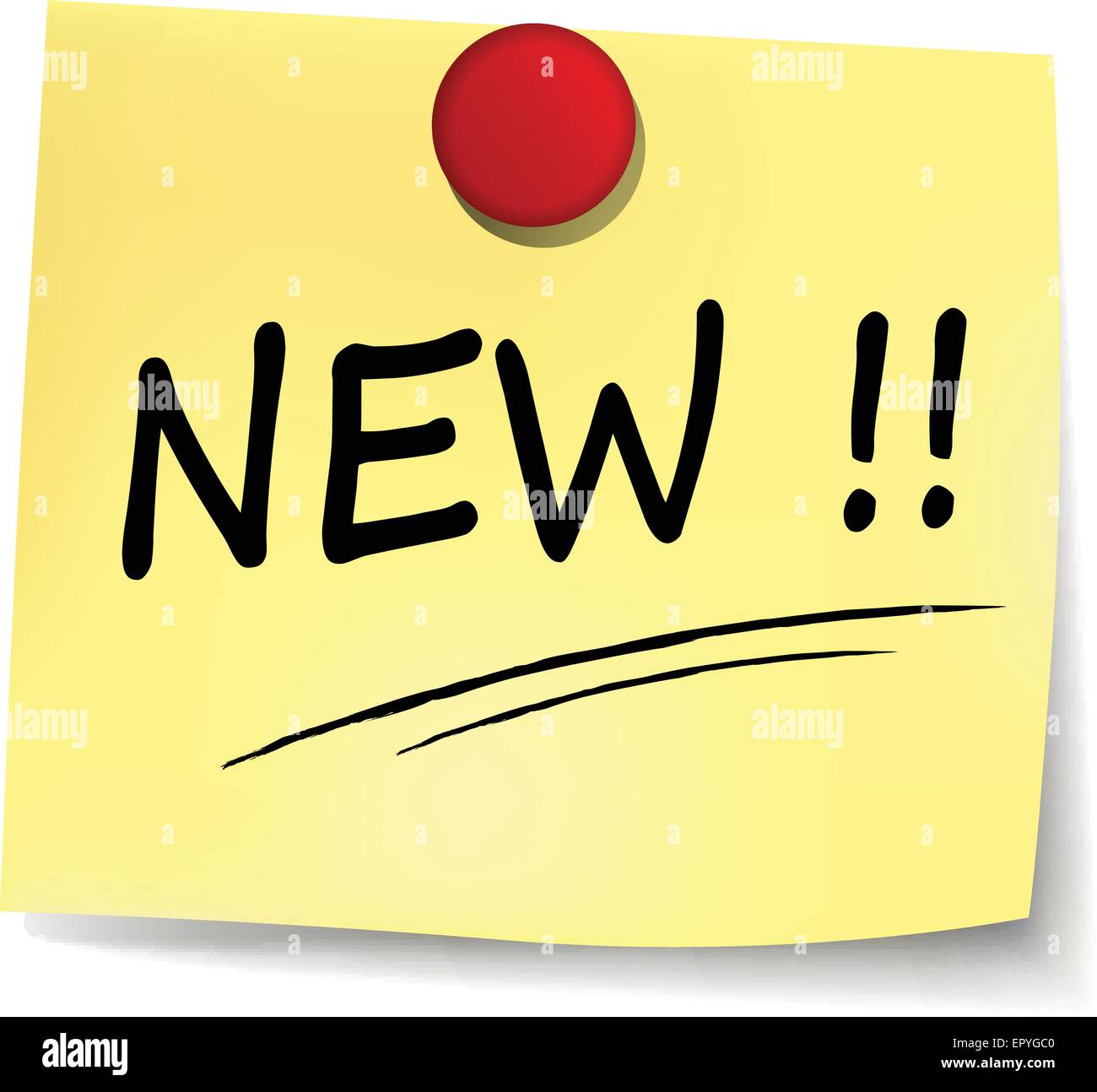 Abbildung der neuen gelben Hinweis Konzept Zeichen Stock Vektor