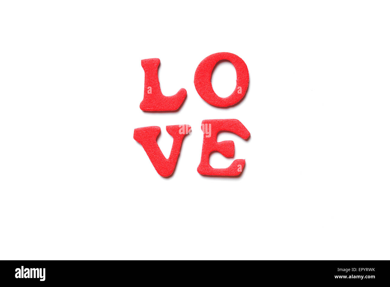 Liebe in Moosgummi Buchstaben Stockfoto