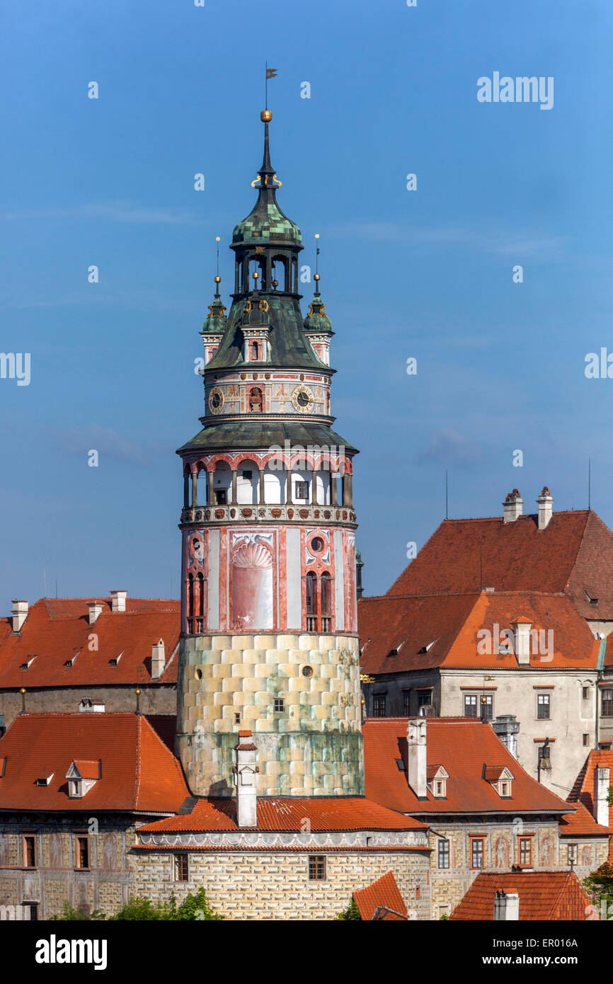 Burgturm Cesky Krumlov Stockfoto