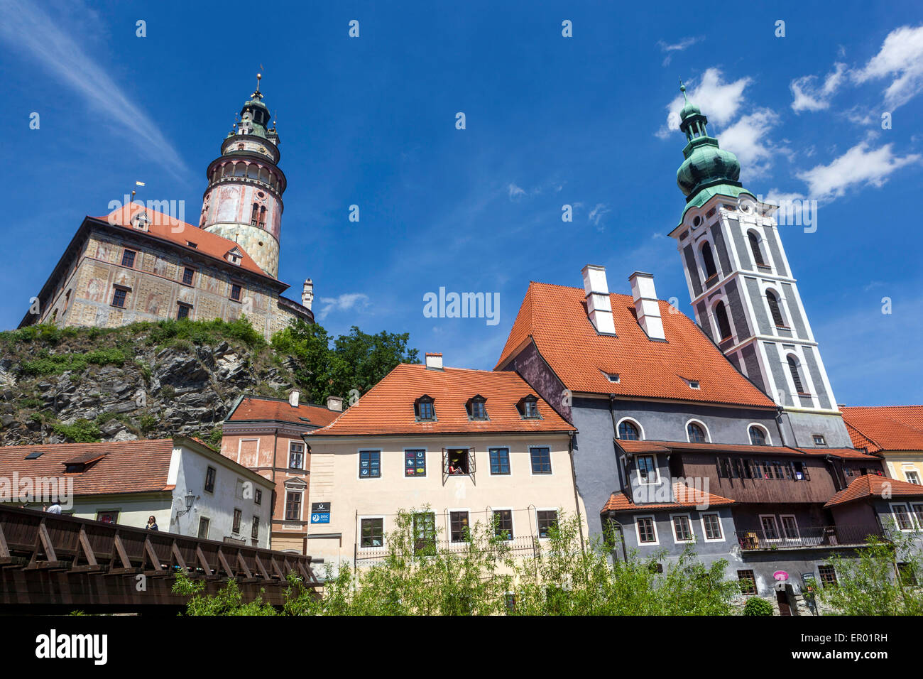 Tschechische Republik Burg und Kirche von Cesky Krumlov Jost Stockfoto