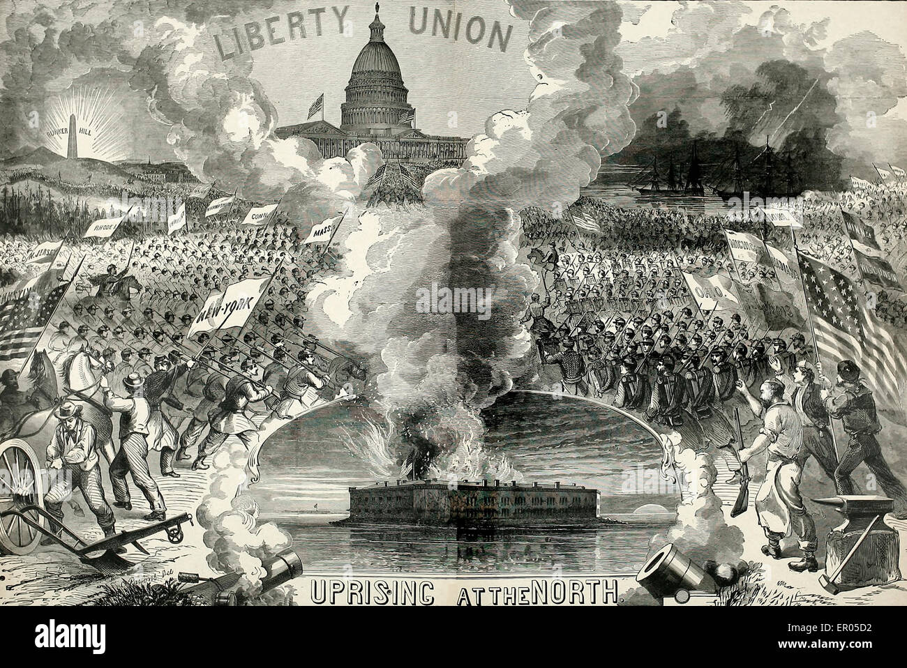 Aufstand im Norden - Beginn des Bürgerkriegs der USA aus Sicht der nördlichen Stockfoto