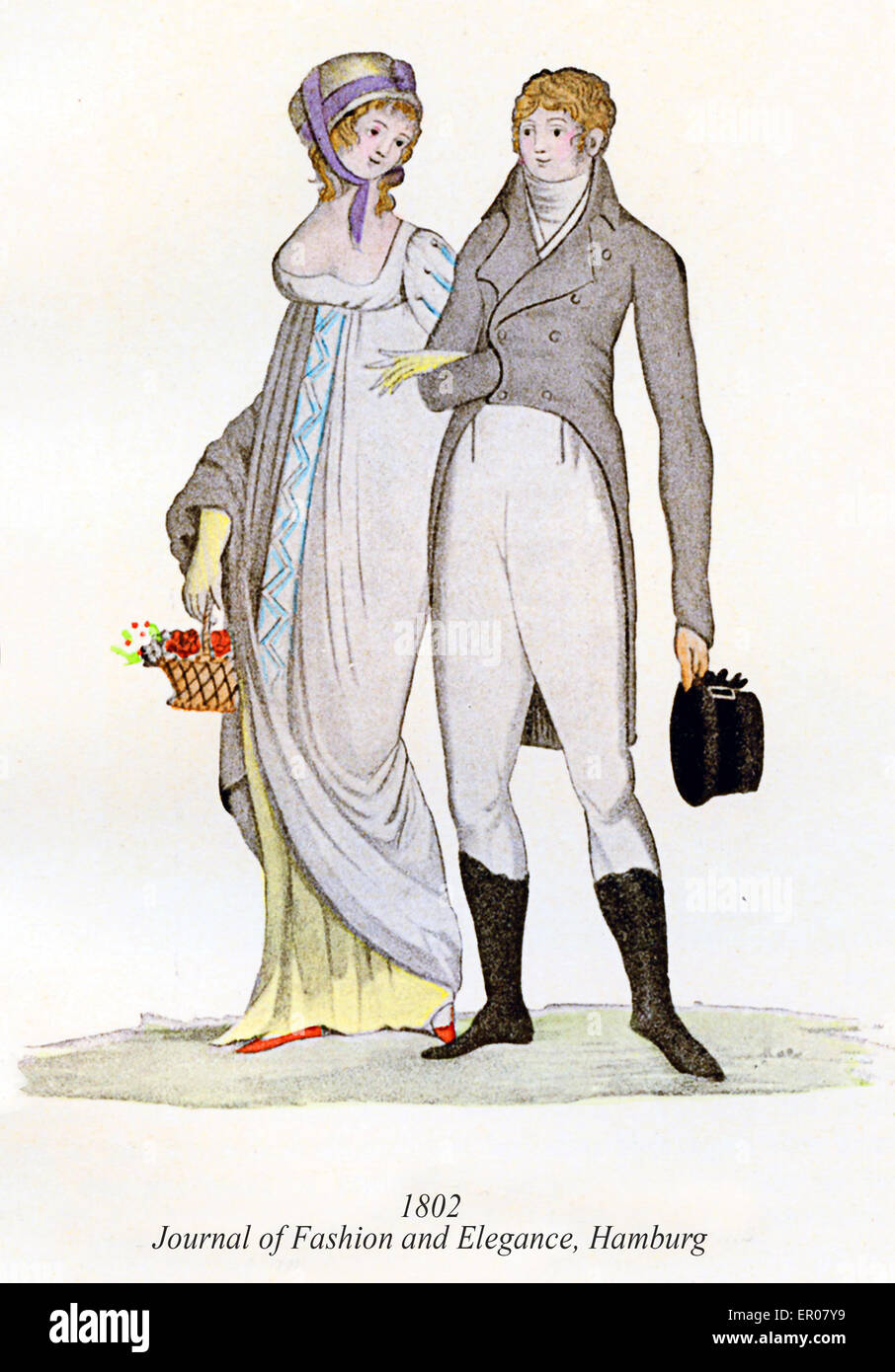 Vintage Illustration, Männer und Frauen Mode aus Zeitschrift für Mode und Eleganz, Hamburg, 1802 Stockfoto