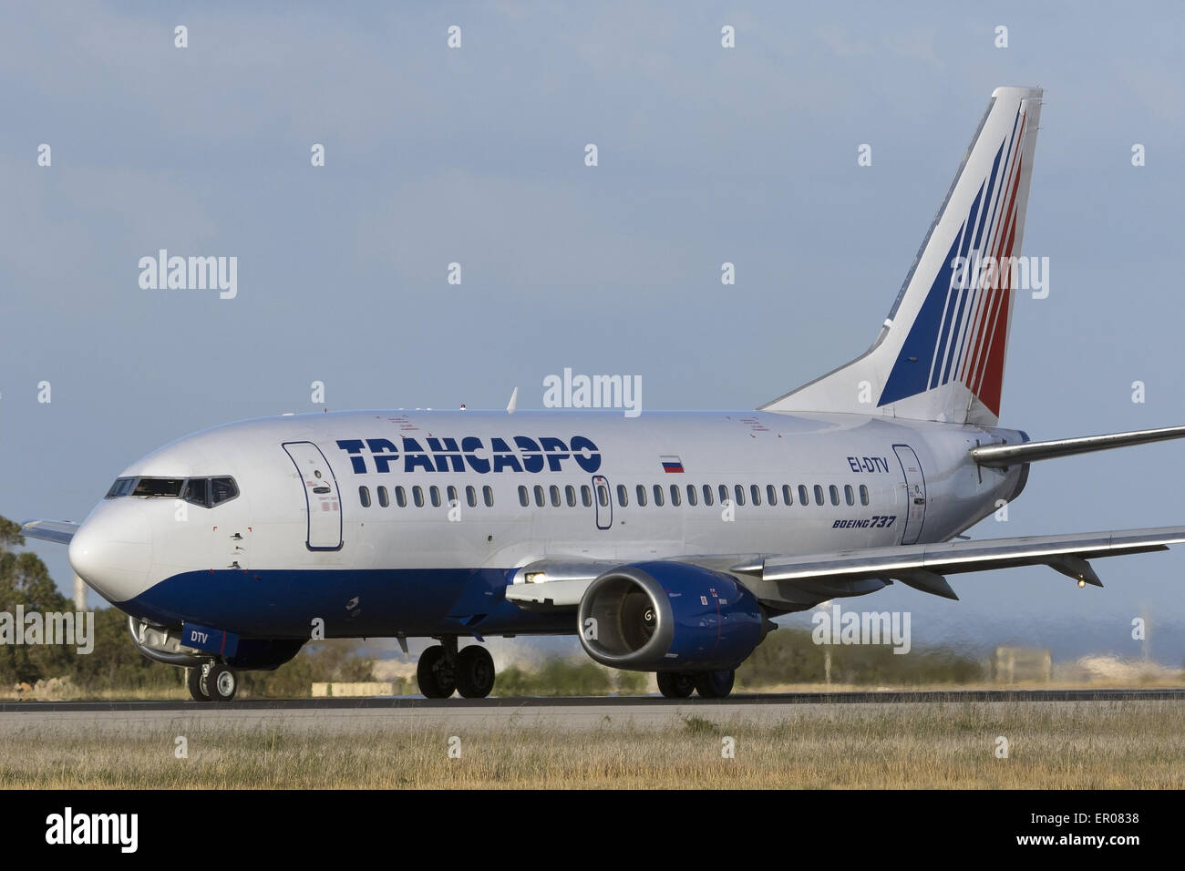 "Transaero" Boeing 737 Vorbereitung nehmen Sie zurück in die Ukraine Stockfoto