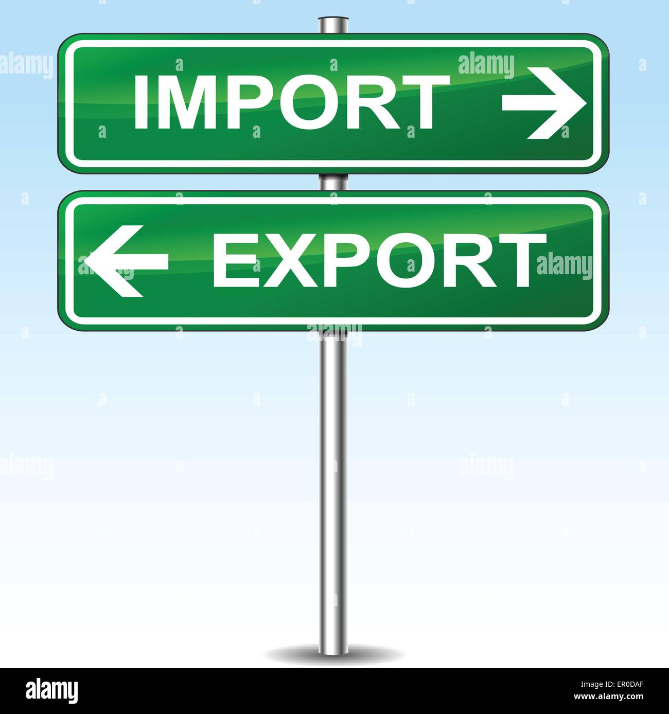 Illustration der import und export grünes Schild Stock Vektor