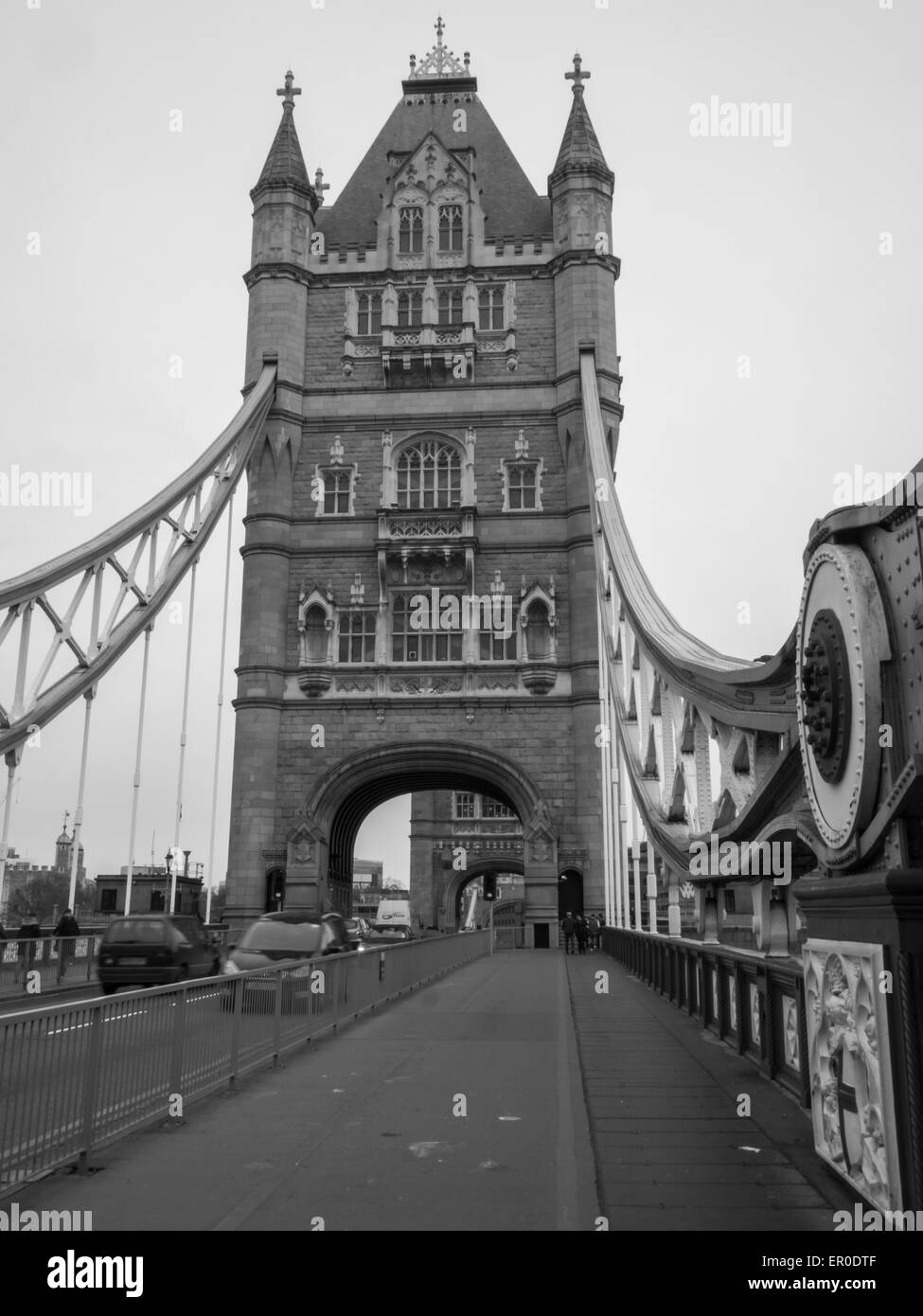 Tower Bridge in schwarz / weiß Stockfoto