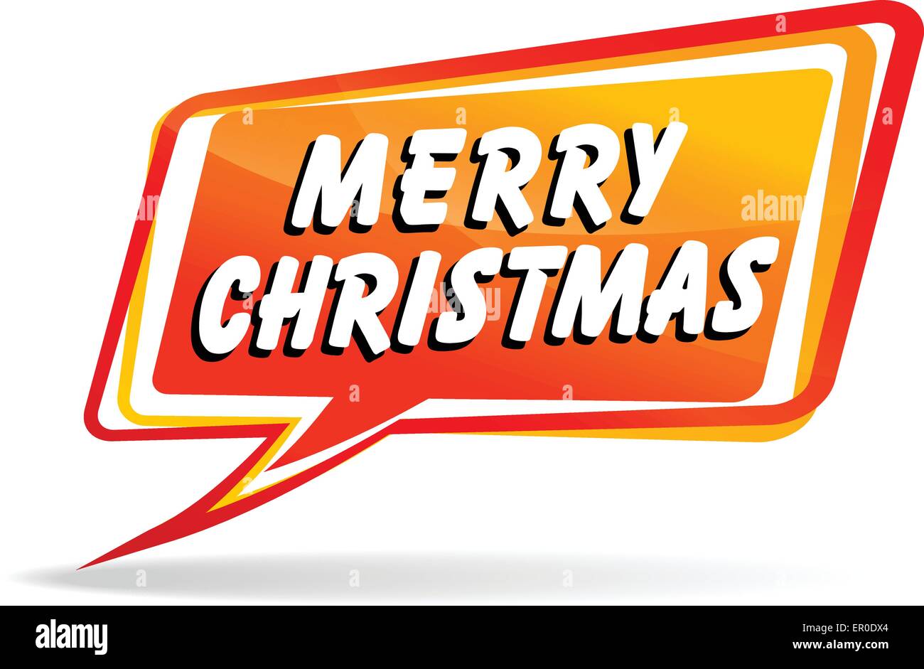 Abbildung der Frohe Weihnachten orange Rede auf weißem Hintergrund Stock Vektor