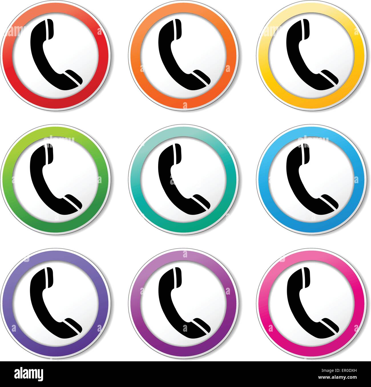 Illustration des Telefon-Symbole, die verschiedene Farben einstellen Stock Vektor