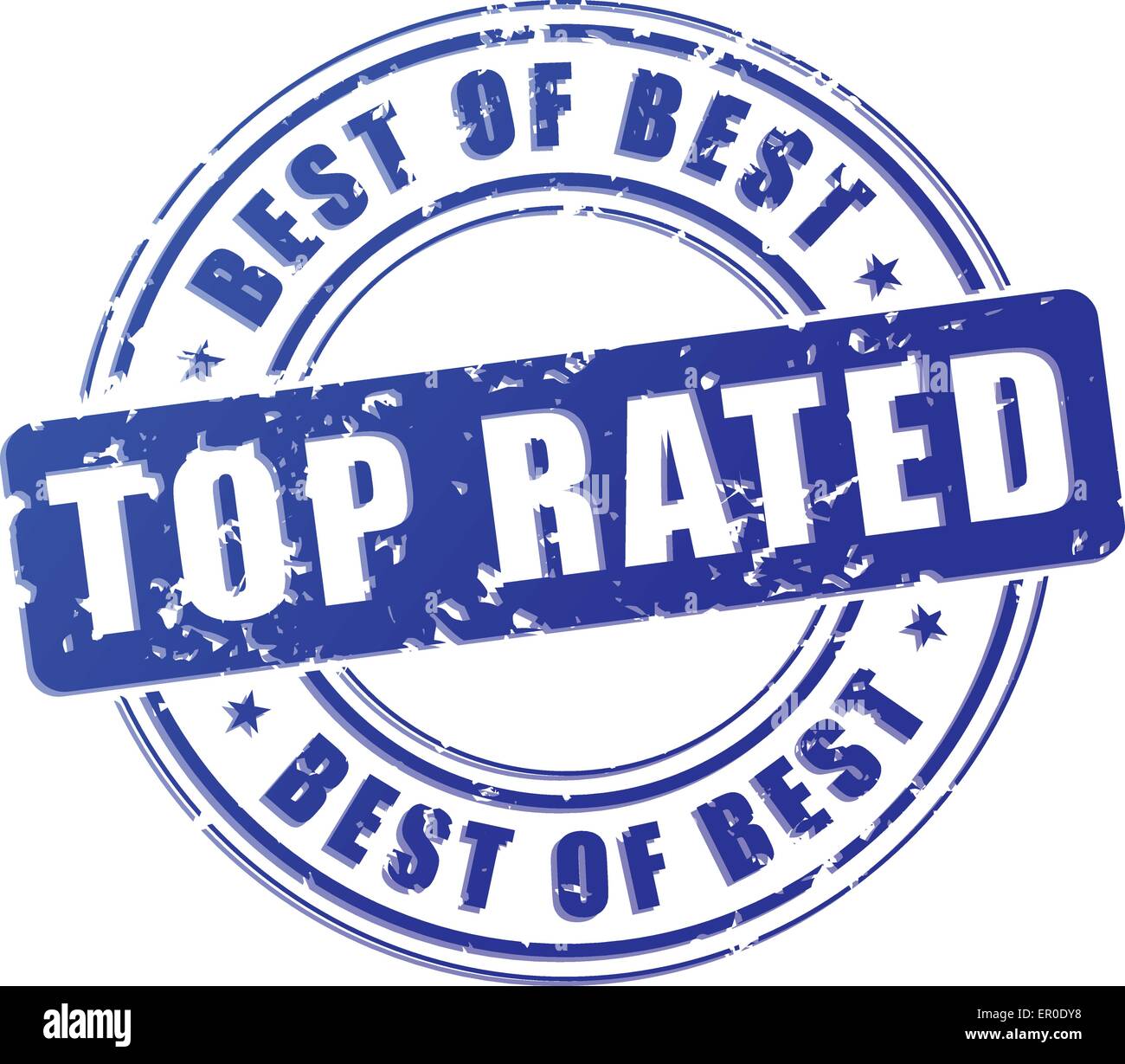 Abbildung der Top bewertete blauen Stempel auf weißem Hintergrund Stock Vektor