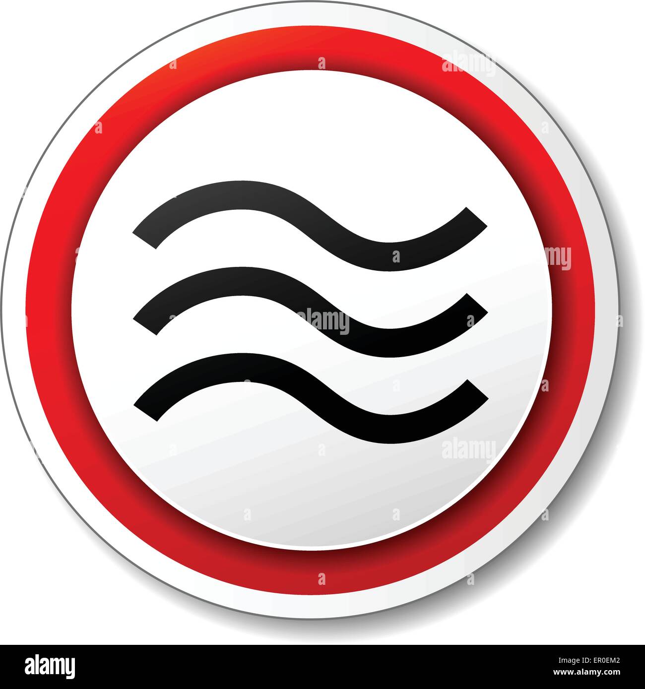 Illustration der Runde weiße und rote Symbol für Hochwasser Stock Vektor