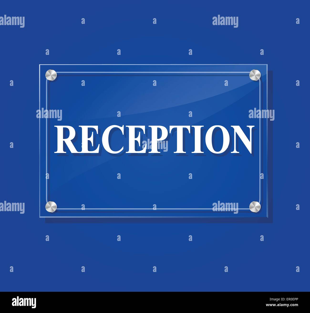 Illustration der Rezeption transparente Zeichen auf blauem Hintergrund Stock Vektor