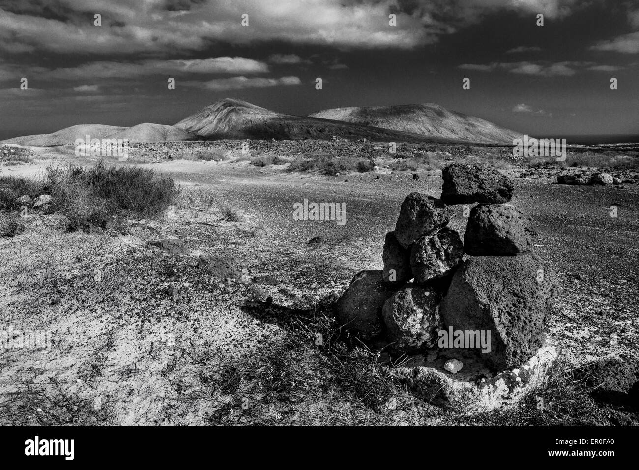 Karge Landschaft von der LZ 14 Lanzerote Stockfoto