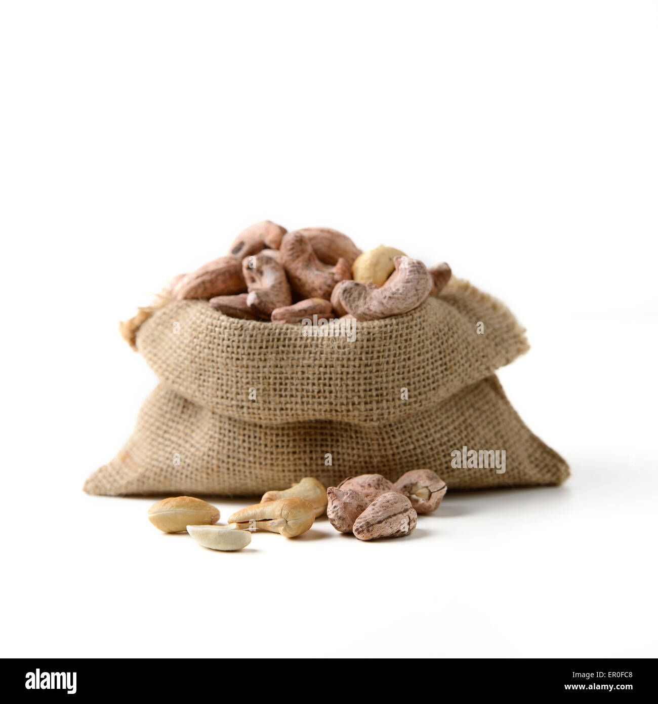 Cashew-Nuss in Sack Tasche Stockfoto