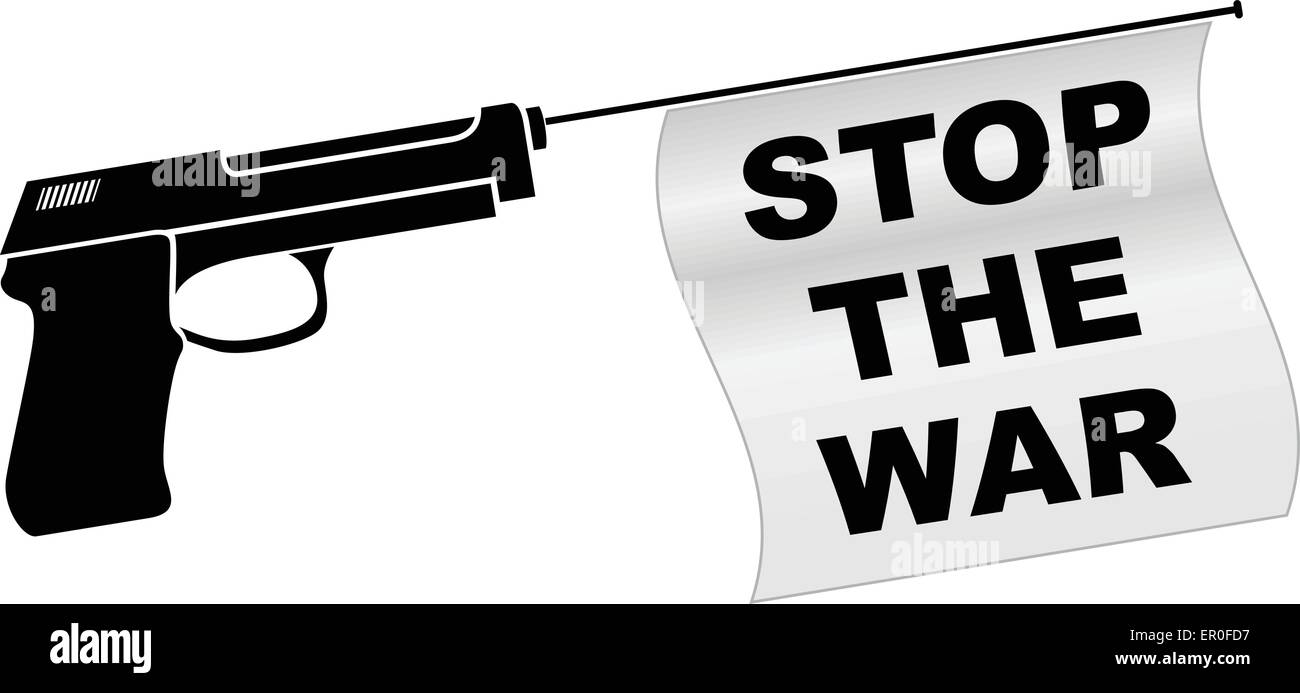 Außenillustration stoppt den Krieg mit Pistole-Konzept Stock Vektor