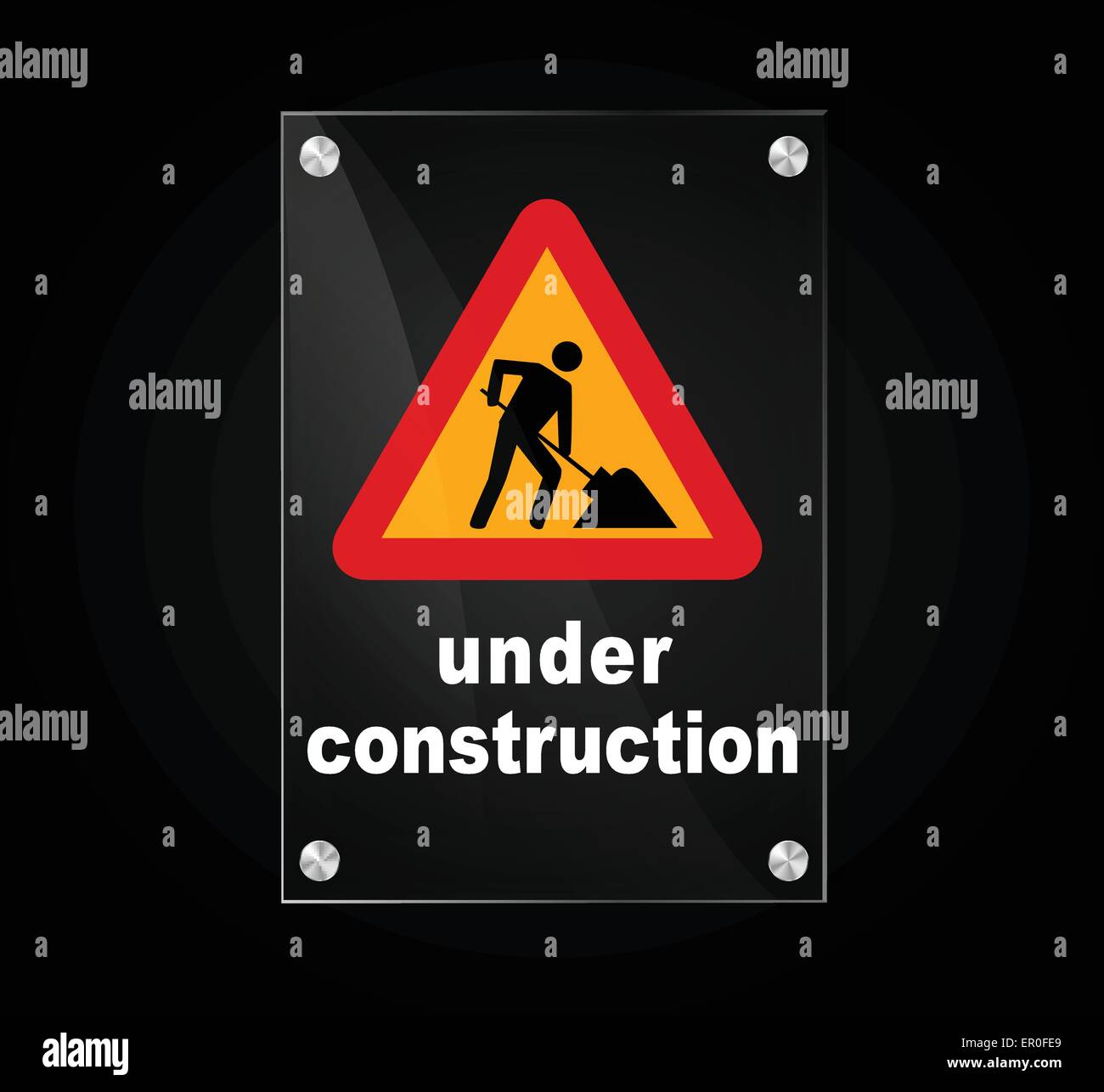 Außenillustration unter Bauschild auf schwarzem Hintergrund transparent Stock Vektor