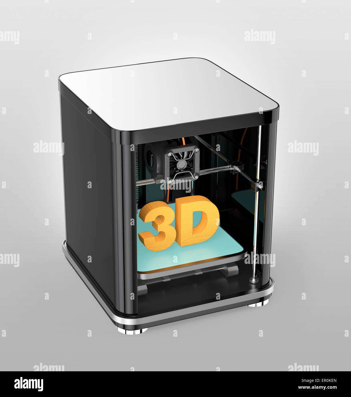 3D-Drucker und solide 3D-Text innen. freistellungspfad zur Verfügung. Stockfoto