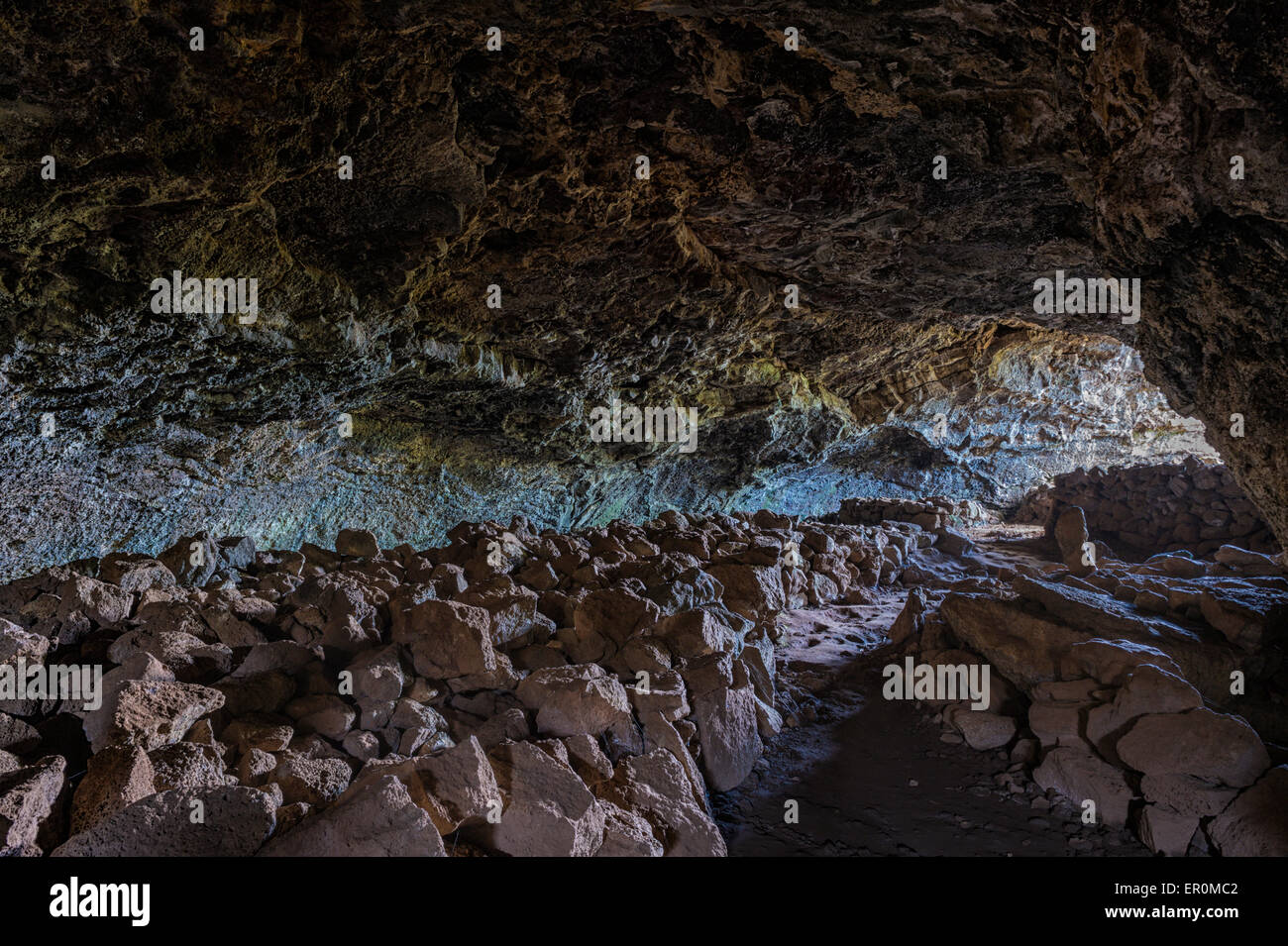 Lavatunnel, Ana Te Pahu, Nationalpark Rapa Nui, Osterinsel, Chile, UNESCO-Weltkulturerbe Stockfoto