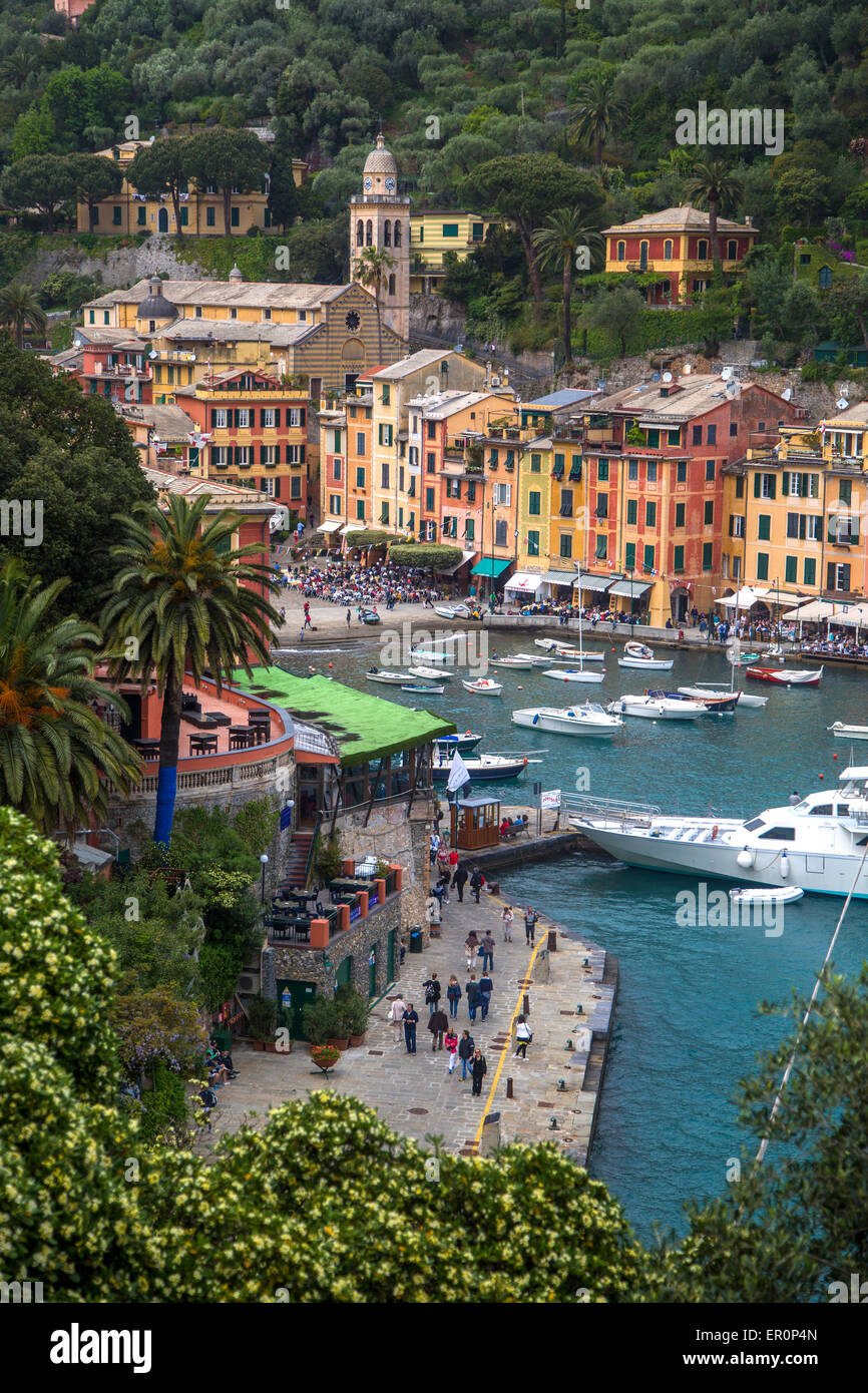 Blick auf Hafen von Portofino, Italien. Stockfoto
