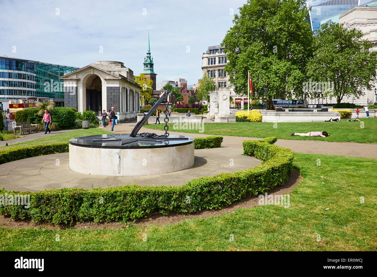 Handelsmarine Falklandinseln Memorial in Tower Hill Memorial Gardens Trinity Square Stadt London UK Stockfoto