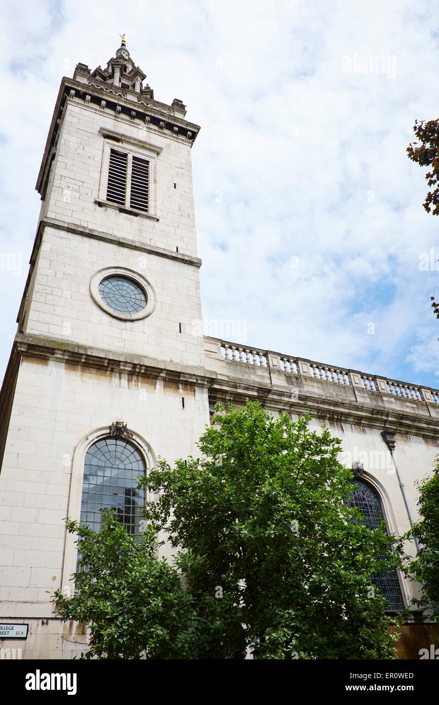 St Michael Paternoster Royal Home Kirche mit dem Auftrag der Seeleute College Hill City Of London UK Stockfoto