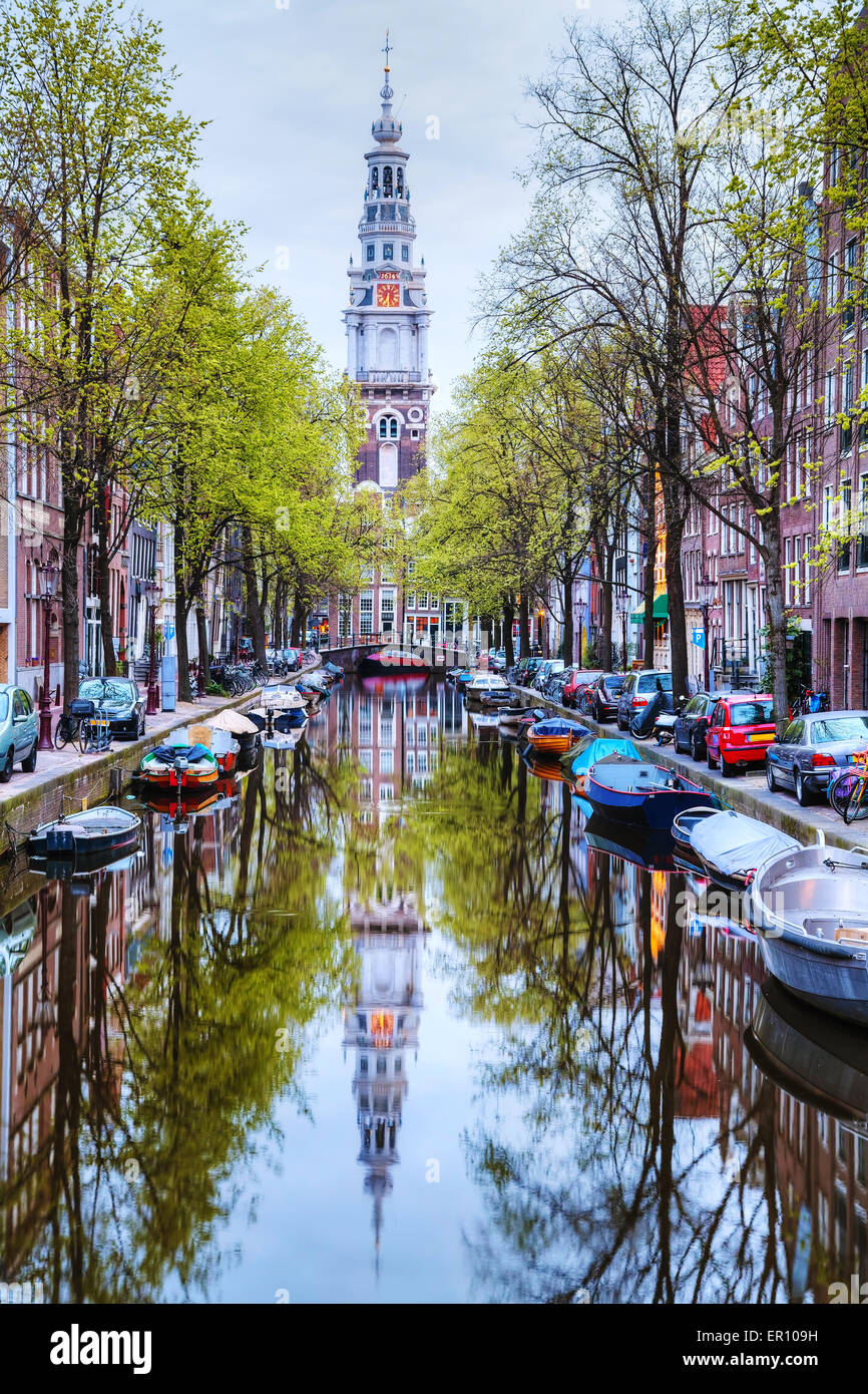 Zuiderkerk Kirche in Amsterdam am Morgen Stockfoto