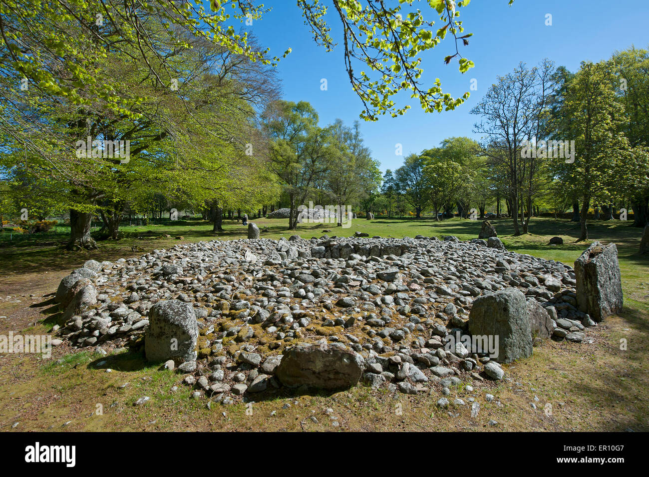 Die Schloten Cairns neolithisch Site bei Balnuaran Inverness-Shire in den schottischen Highlands.  SCO 9816. Stockfoto