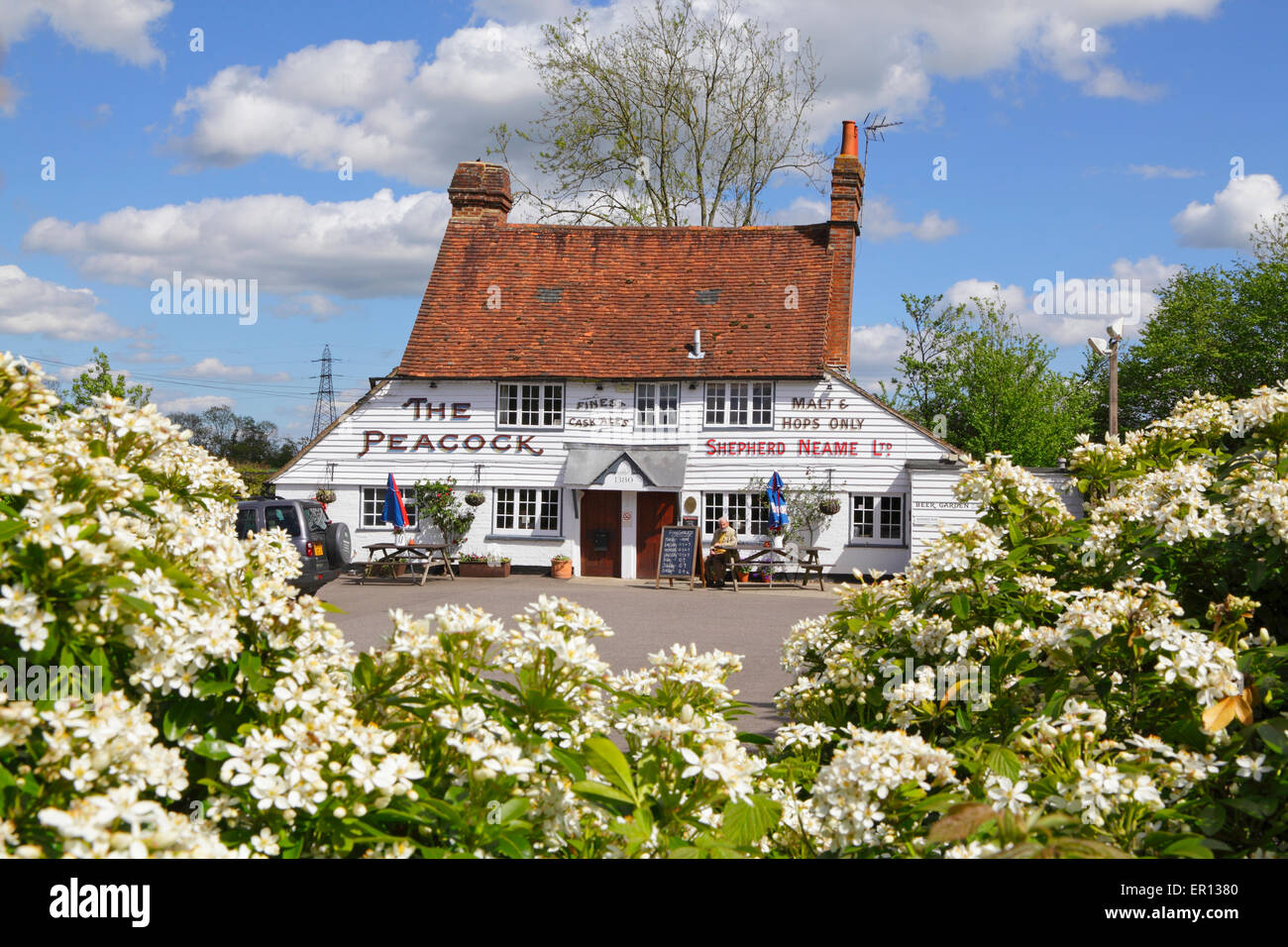 The 14th Century Peacock Inn, Countryside Pub in der Nähe von Goudhurst, Kent, England, Großbritannien, Großbritannien im Frühjahr Stockfoto