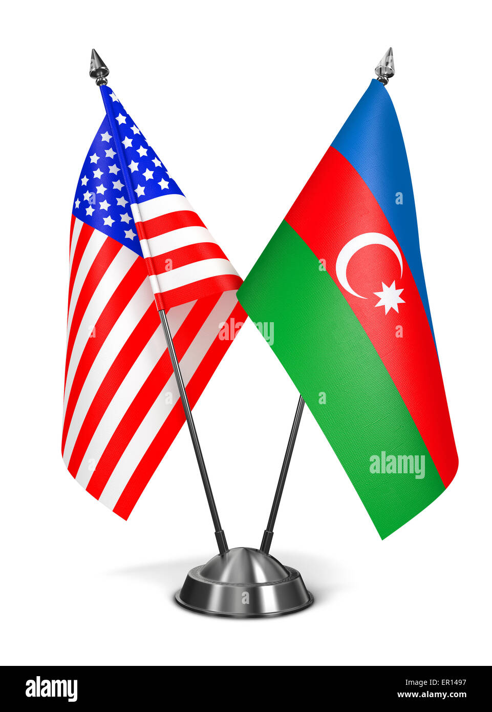 USA und Aserbaidschan - Miniatur-Flags. Stockfoto