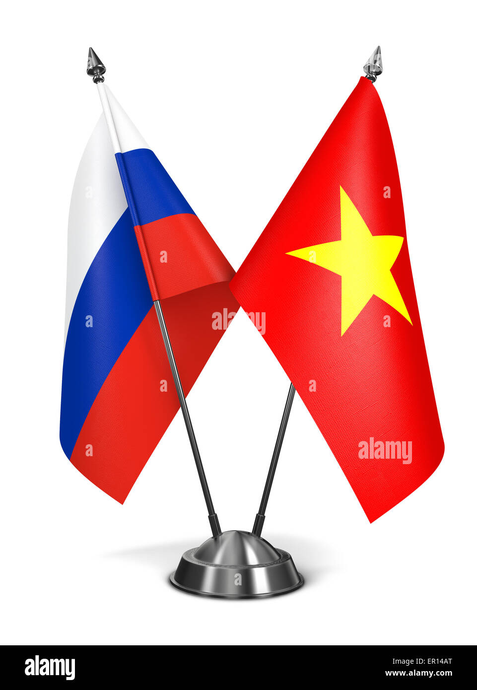 Russland und Vietnam - Miniatur-Flags. Stockfoto
