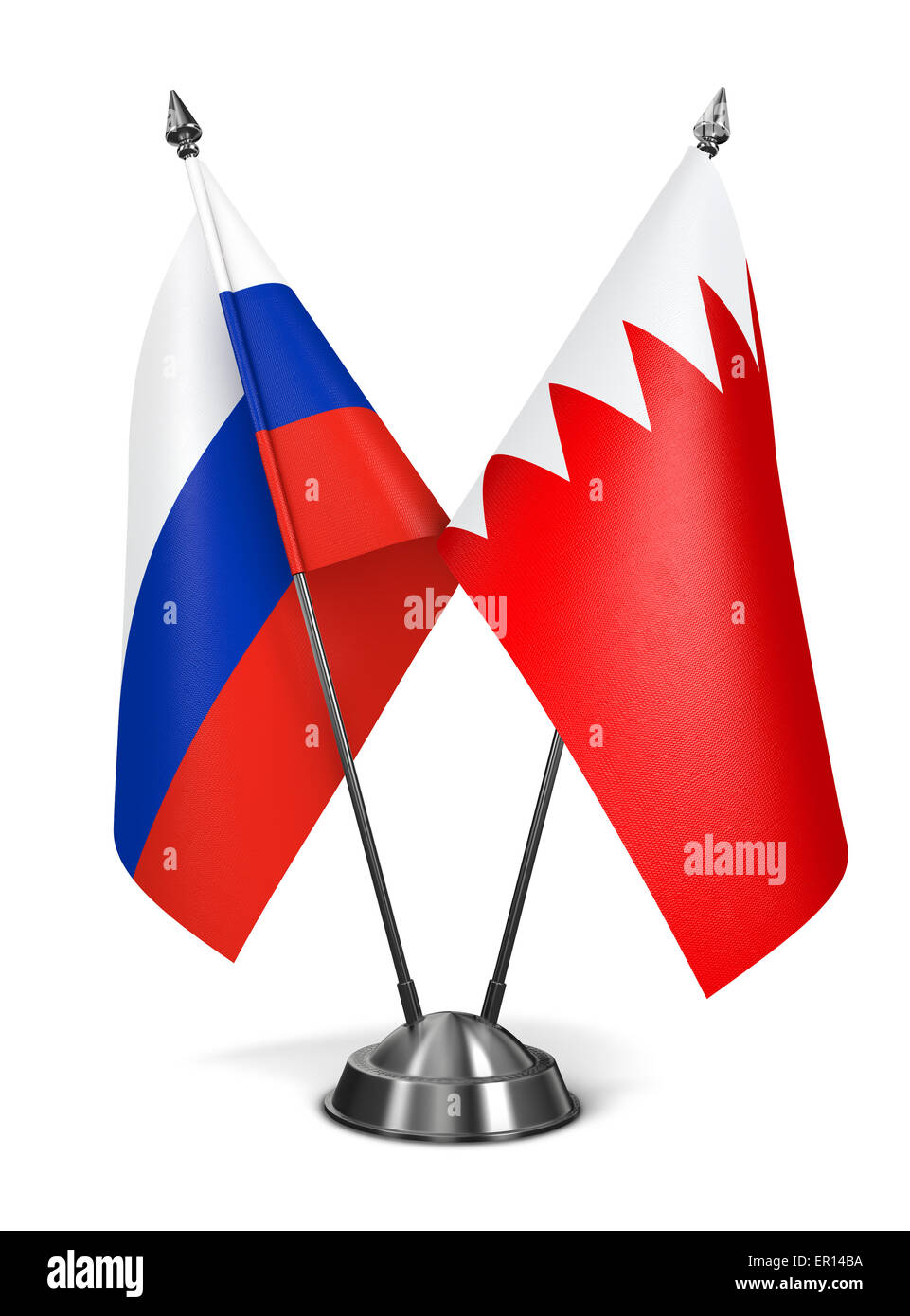 Russland und Bahrain - Miniatur-Flags. Stockfoto