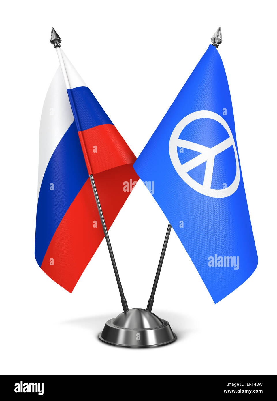 Russland und Peace-Zeichen - Miniatur-Flags. Stockfoto