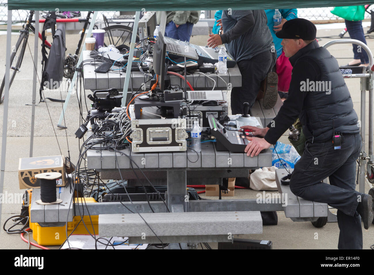 Protest gegen Royal Dutch Shell schwimmende Öl Drill Rig, Jack Block Park, Seattle, Washington, USA, 16. Mai 2015 Stockfoto