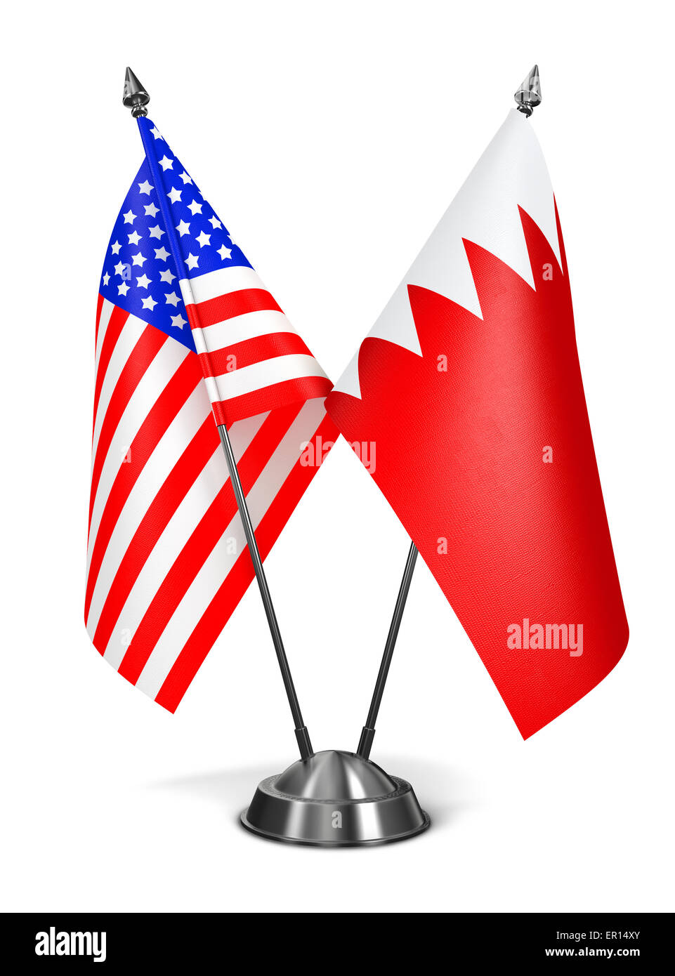USA und Bahrain - Miniatur-Flags. Stockfoto