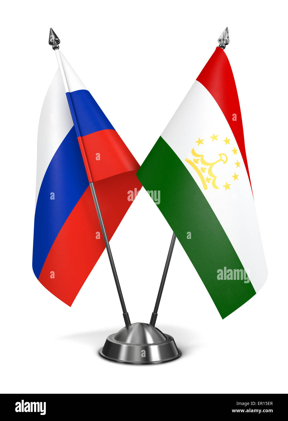 Russland und Tadschikistan - Miniatur-Flags. Stockfoto