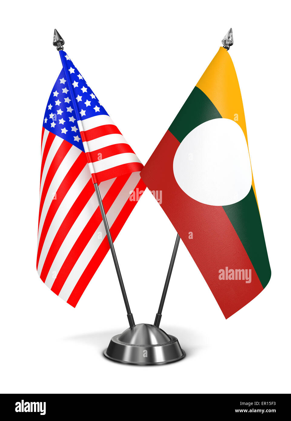 USA und Shan-Staat - Miniatur-Flags. Stockfoto