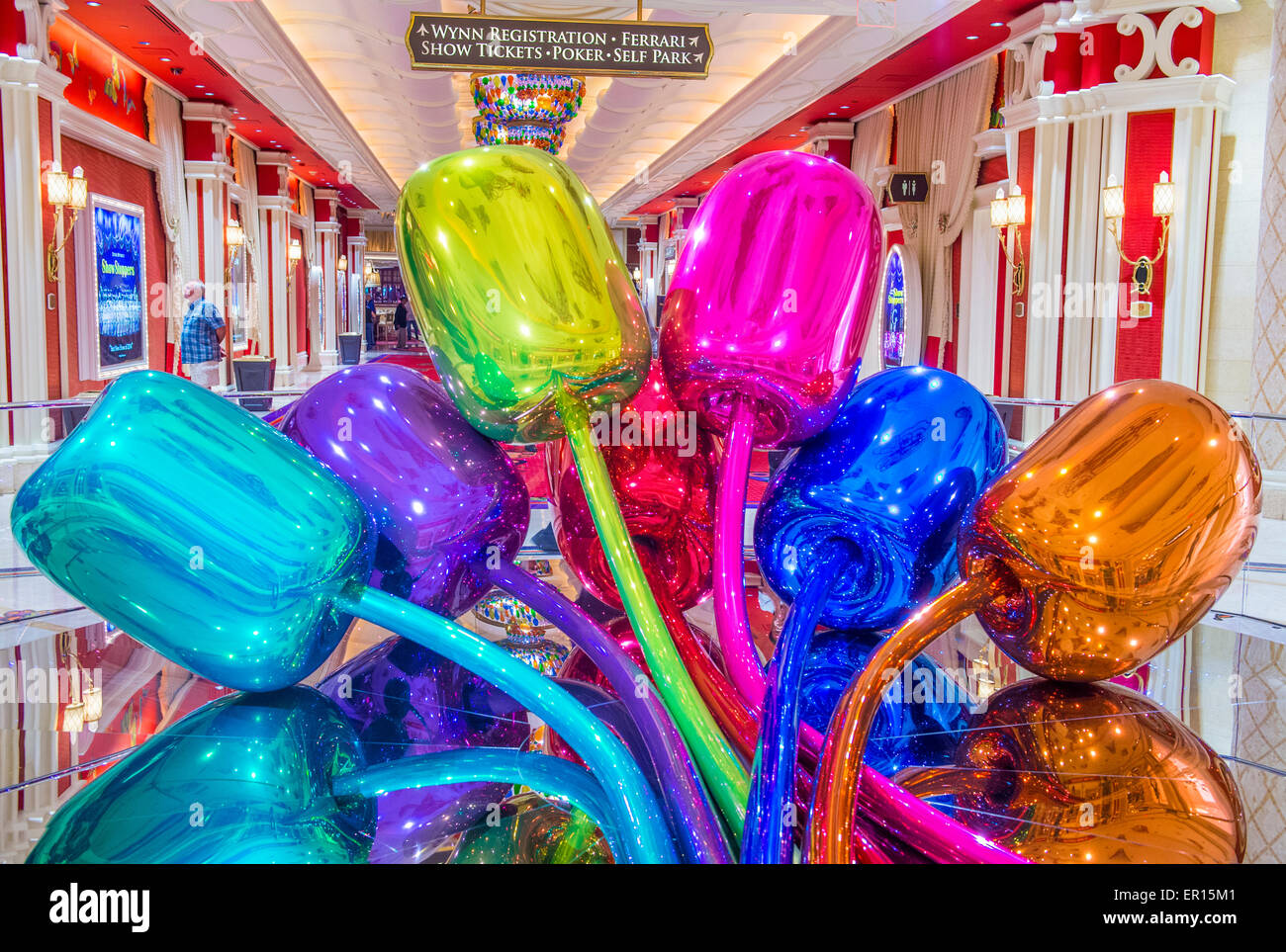 Jeff Koons Tulpen Skulptur im Wynn Hotel in Las Vegas anzeigen Stockfoto