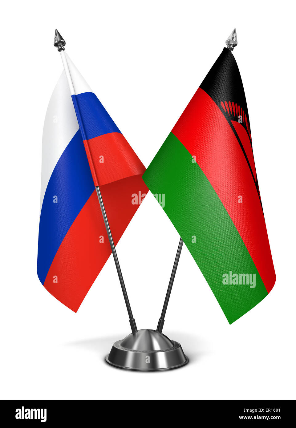 Russland und Malawi - Miniatur-Flags. Stockfoto