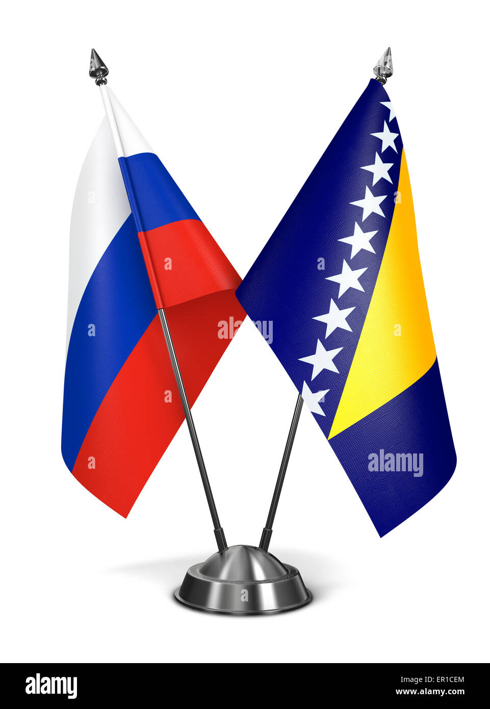 Russland, Bosnien und Herzegowina-Miniatur-Flags. Stockfoto
