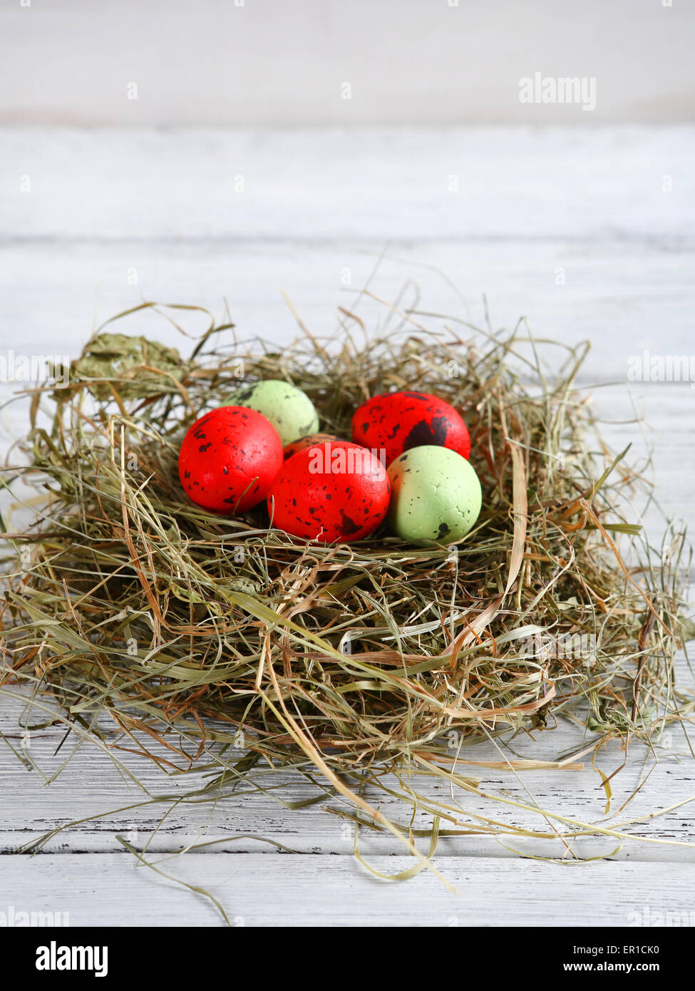 Eiern im Nest, Essen Stockfoto