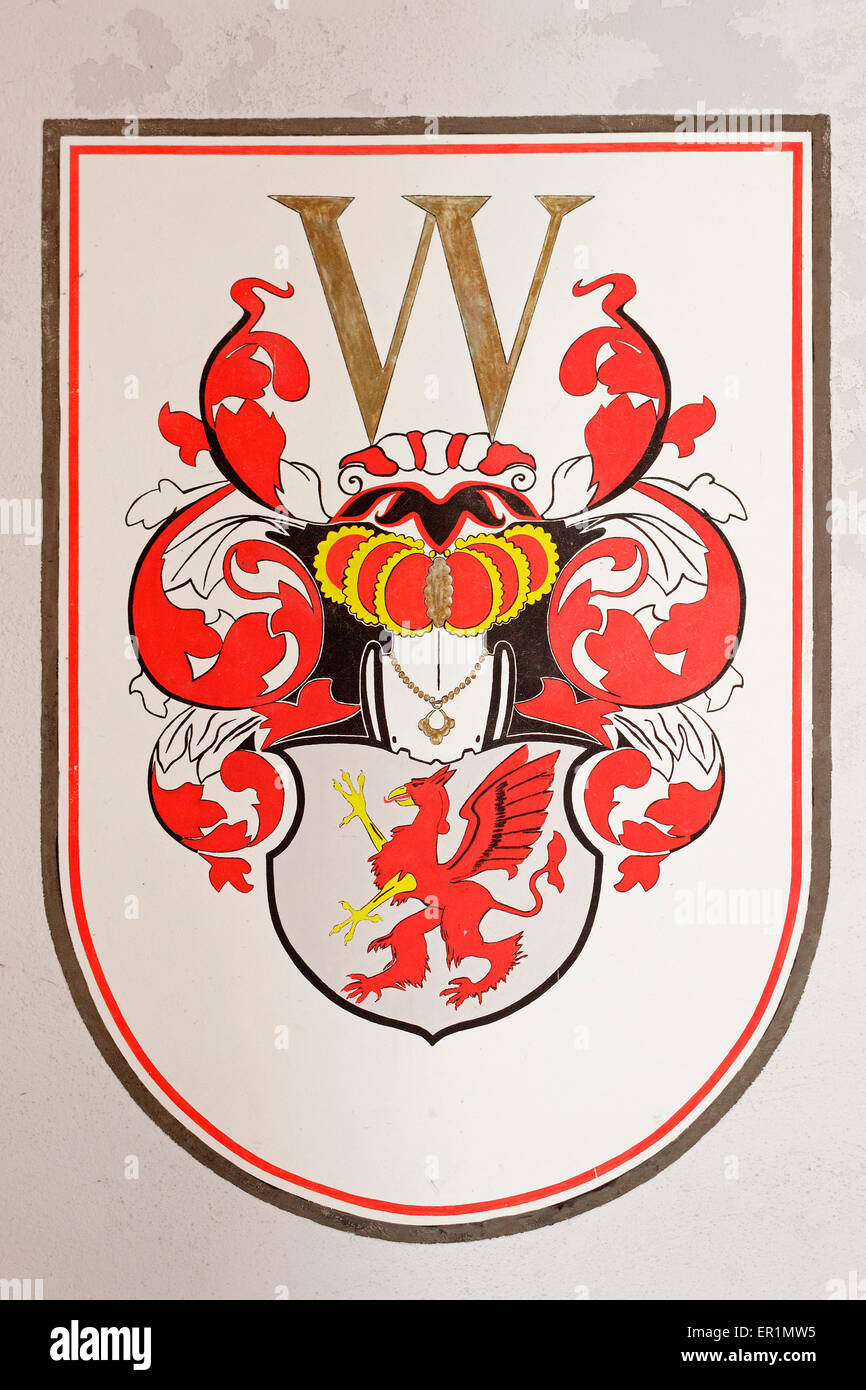 Wappen, Rathaus, Ueckermuende, Stettin Bucht, Mecklenburg-West Pomerania, Deutschland Stockfoto