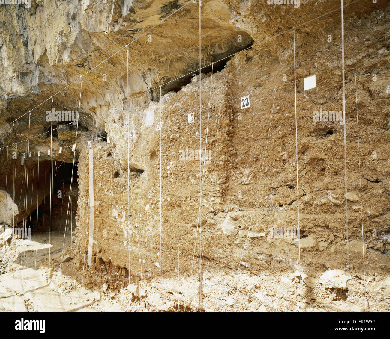 Archäologische Fundstätte von Atapuerca. Trinchera del Ferrocarril. Die archäologische Ebenen. Provinz von Burgos. Kastilien und Leon. Spanien. Stockfoto