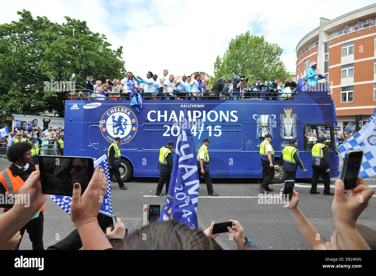 Chelsea, London, UK. 25. Mai 2015. Chelsea Football Club Premier League Siegesparade. Bildnachweis: Matthew Chattle/Alamy Live-Nachrichten Stockfoto