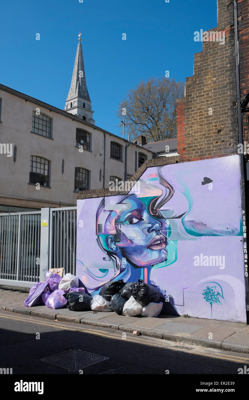 Street-Art von Herrn Cenz in Mode St, Shoreditch, East London, England. Stockfoto