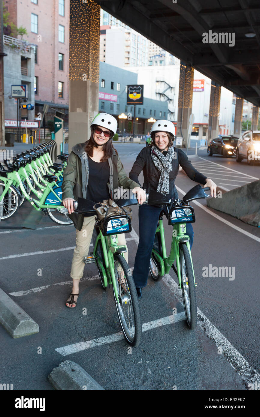 Pronto station Zyklus Share am Alaskan Way S & Elliott Bay Trail Stockfoto