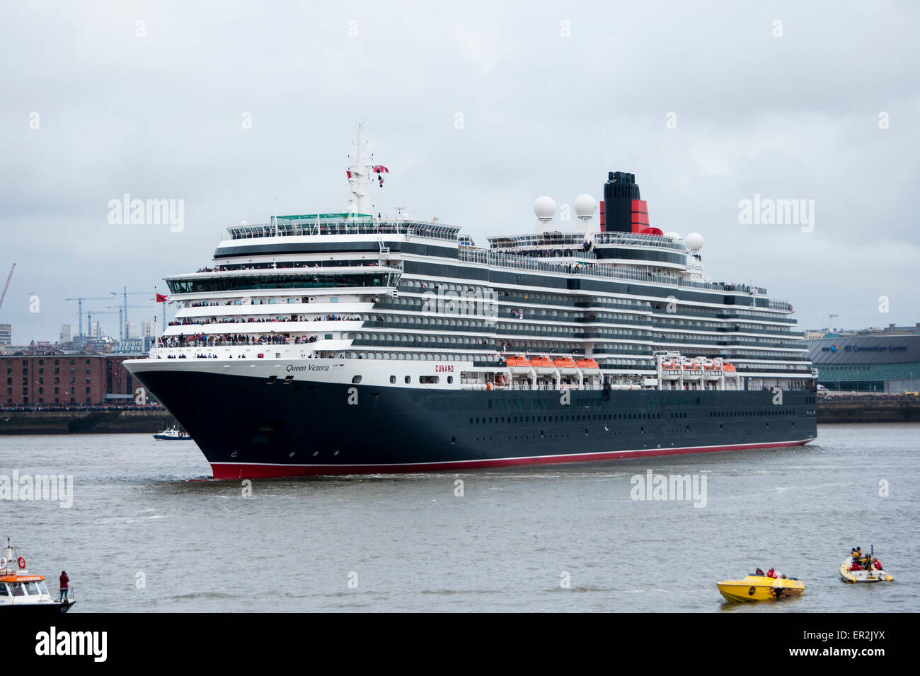 Königin Victoria, drei Queens Event, Cunard 175. Jahrestag, Liverpool, 2015 Stockfoto