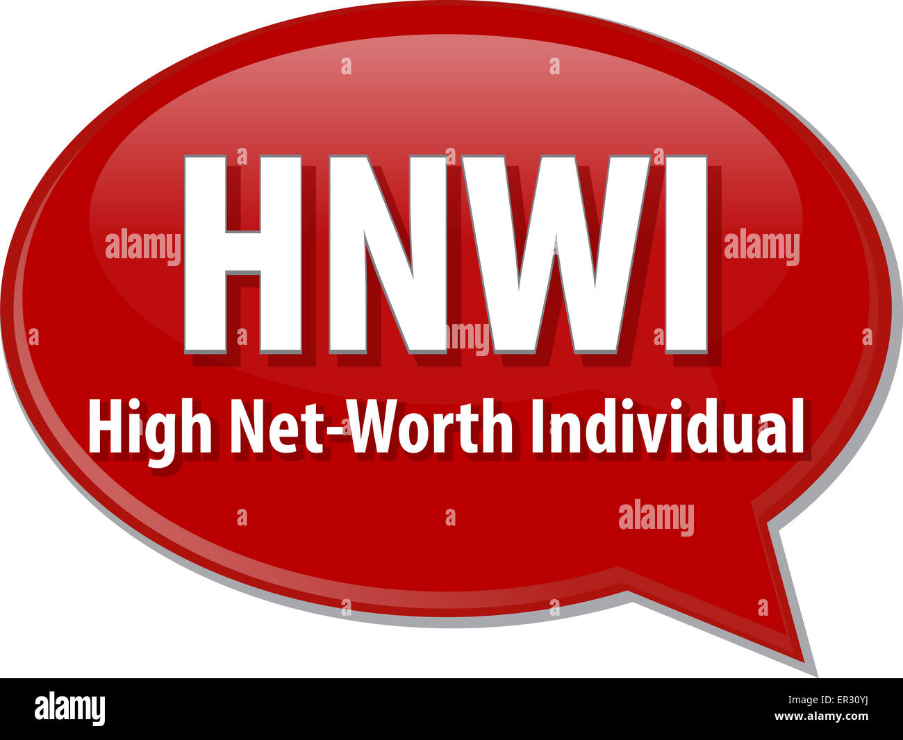 Wort Rede Blase Außenillustration Geschäft Akronym Begriff HNWI High Net Worth individuelle Stockfoto