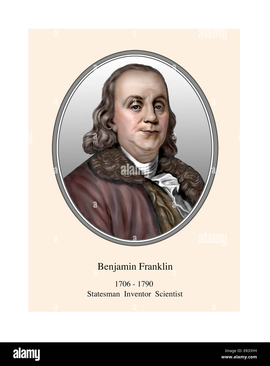 Benjamin Franklin Porträt moderner Illustration Stockfoto