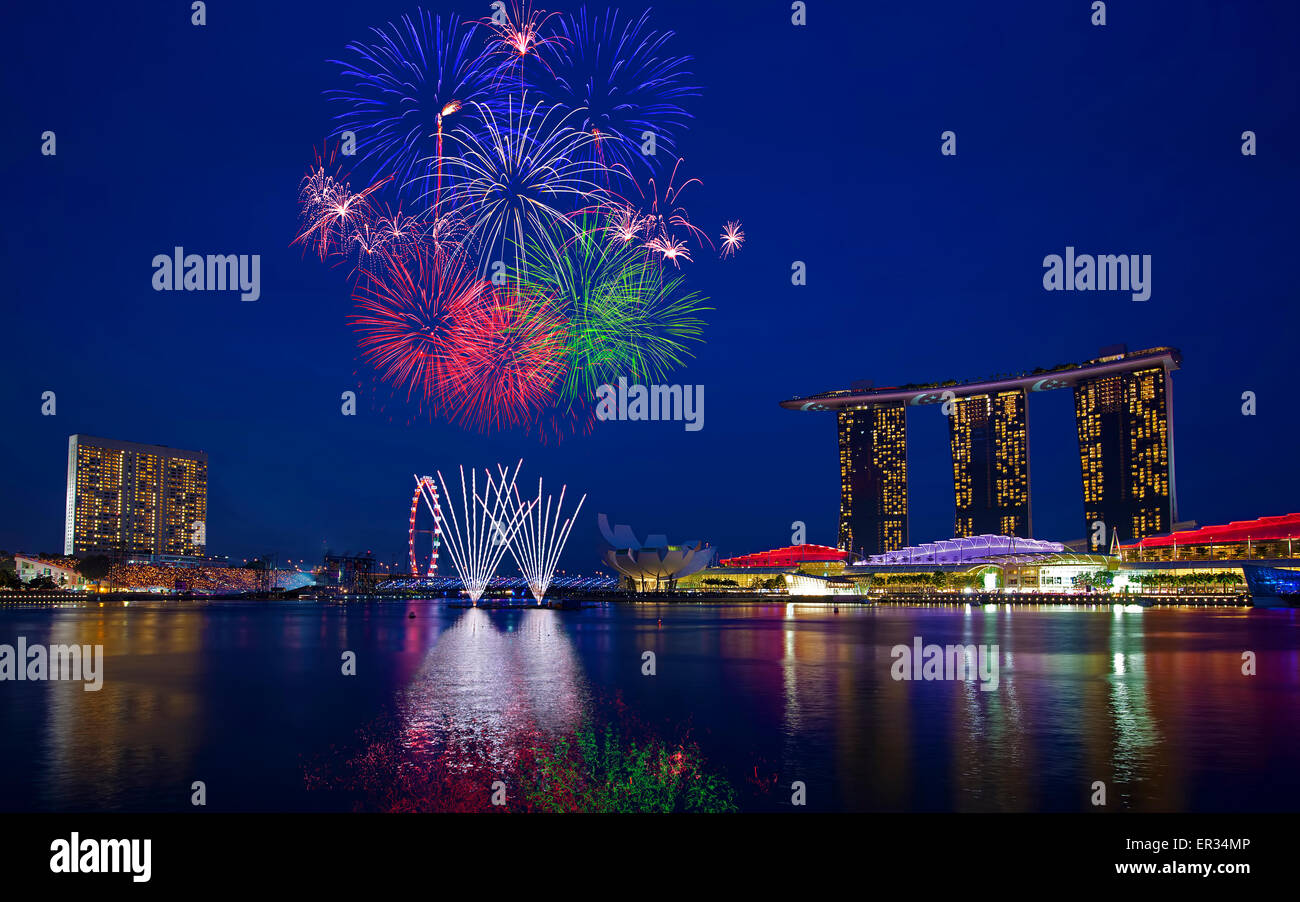 Singapur Feuerwerk Stockfoto